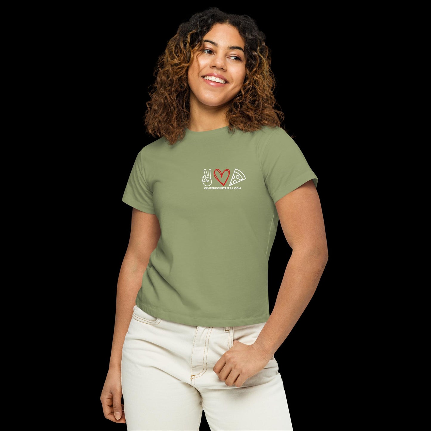 Women’s PEACE LOVE high-waisted t-shirt