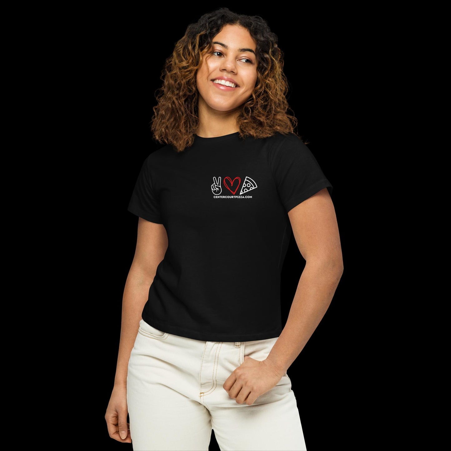 Women’s PEACE LOVE high-waisted t-shirt