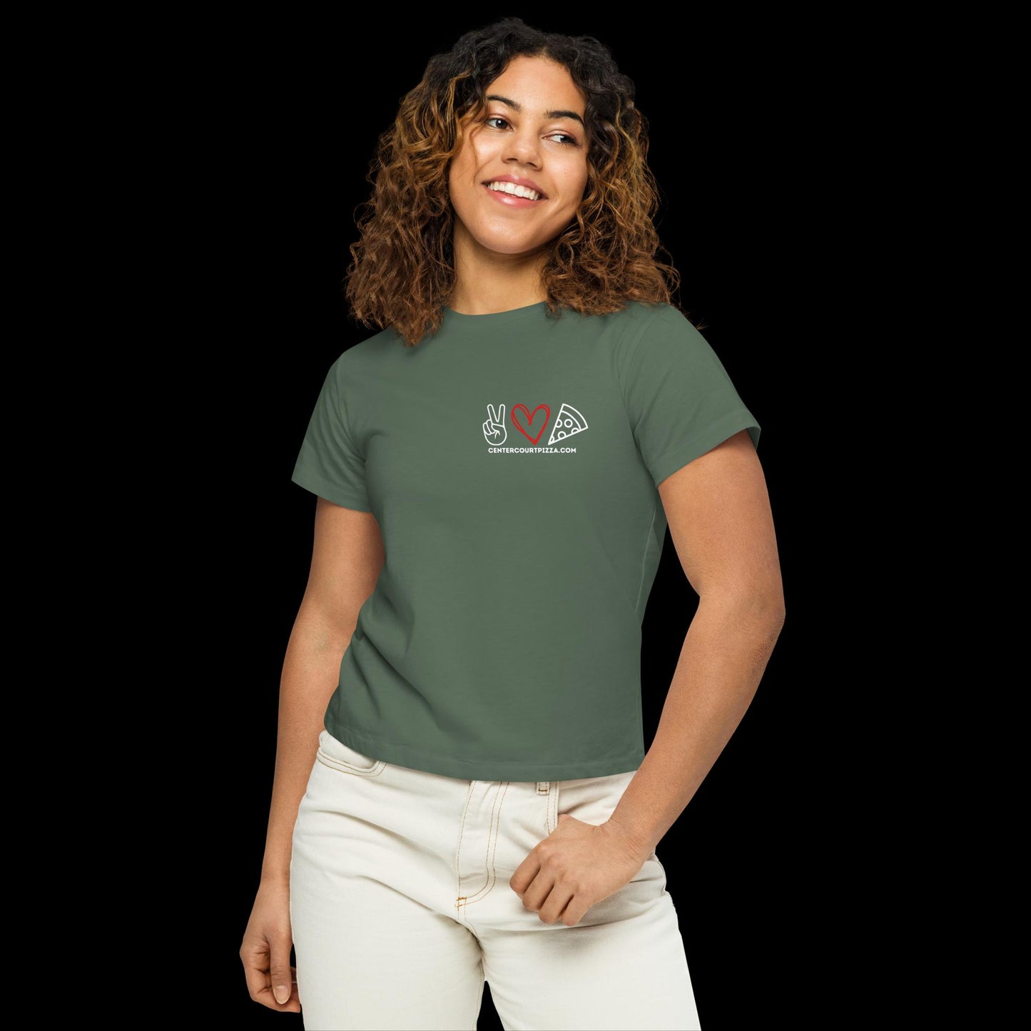 Women’s PEACE LOVE high-waisted t-shirt