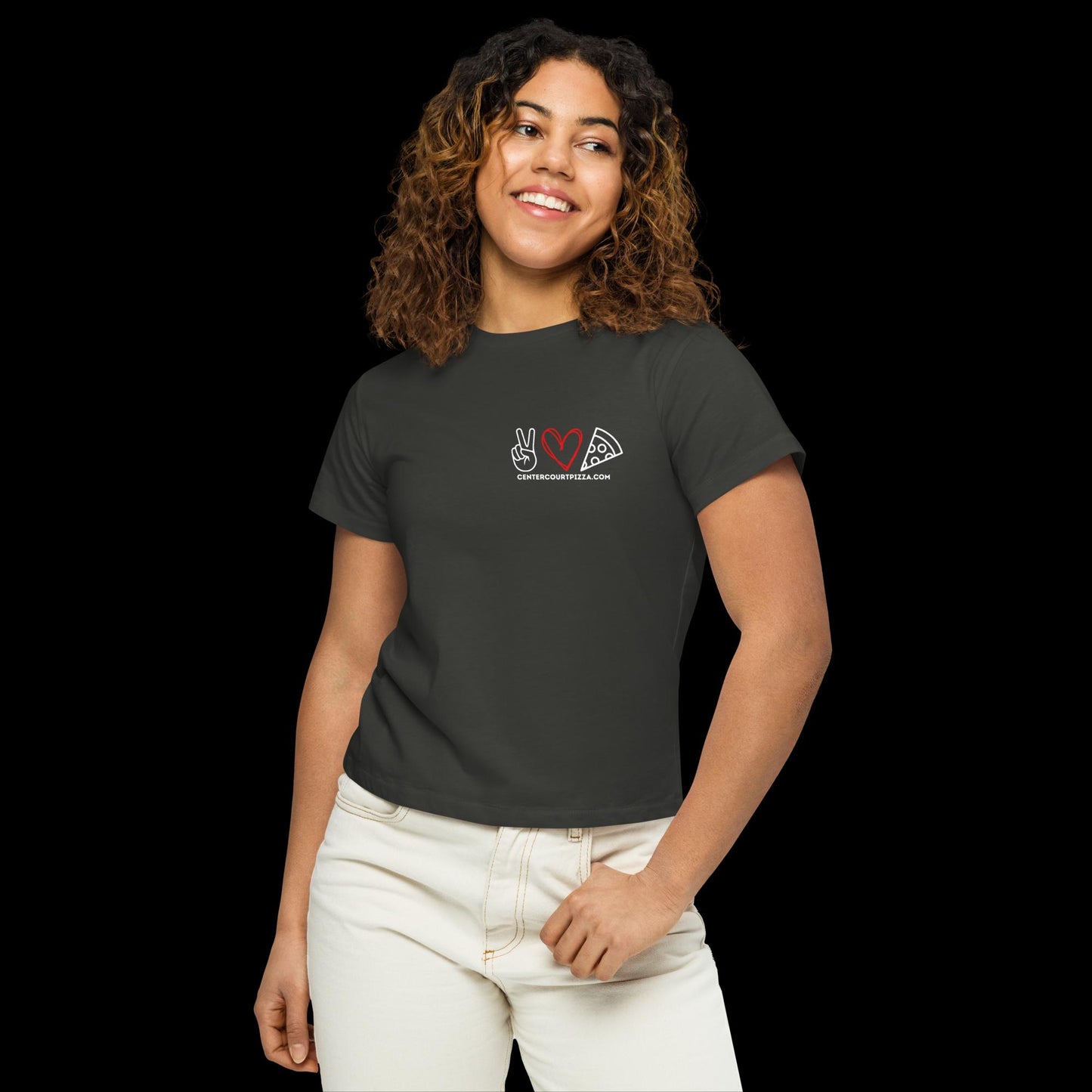Women’s PEACE LOVE high-waisted t-shirt
